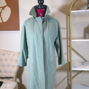 Vintage Towne London Fog Jade Midi Weather Raincoat Pencil Trench X Small Reg